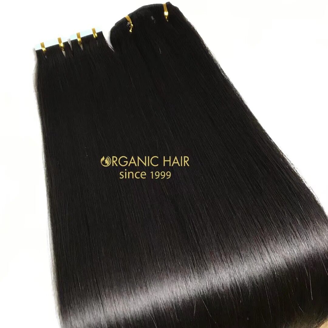 Black tape in and clip in hair extensions for high end market A162